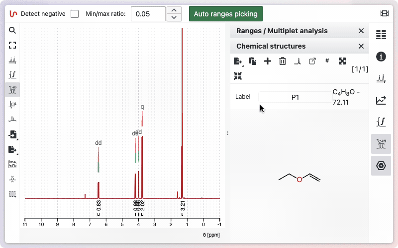 Assign 1D spectrum to molecule